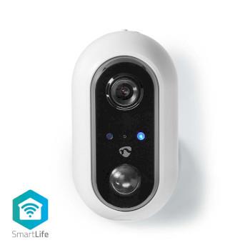 Nedis SmartLife Utomhus Kamera | Wi-Fi | Full HD 1080p | IP65 | Max. batteritid: 4 månader | microSD (ingår inte) / Molnlagring (tillval) | 5 V DC | Med rörelsesensor | Nattsikt | Android- / IOS | Vit