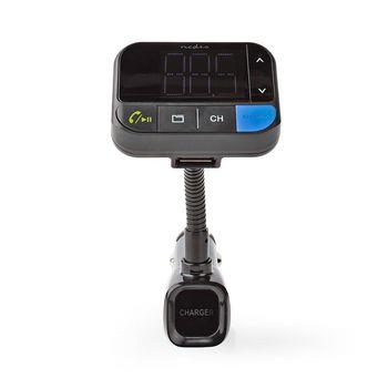 Nedis Bil FM-sändare | Svanhals | Trådlösa samtal | 1.5 " | LED Skärm | Bluetooth® | 5.0 V DC / 1.0 A / 5.0 V DC / 2.4 A | Bas boost | Google Assistant / Siri | Svart