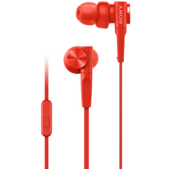 Sony: Headset MDR-XB55AP Röd Sladd in-ear mic