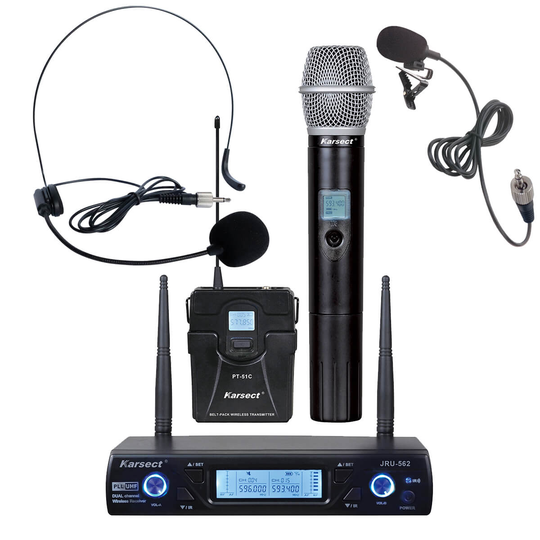 Karsect JRU-562/HT-51C/PT-51C trådlöst dubbelt mikrofon-set