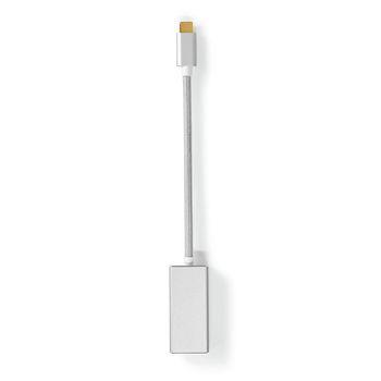 Nedis USB-C- Adapter | USB 3.2 Gen 1 | USB-C- Hane | Mini DisplayPort Hona | 0.20 m | Rund | Guldplaterad | Flätad / Nylon | Silver | Kartong med täckt fönster
