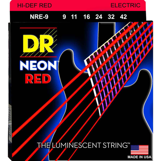 DR Strings NRE-9/46 Hi-Def neon red el-gitarrsträngar, 009-046