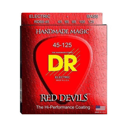 DR Strings RDB5-45 Red Devils 5-strängs set bas-strängar, 045-125
