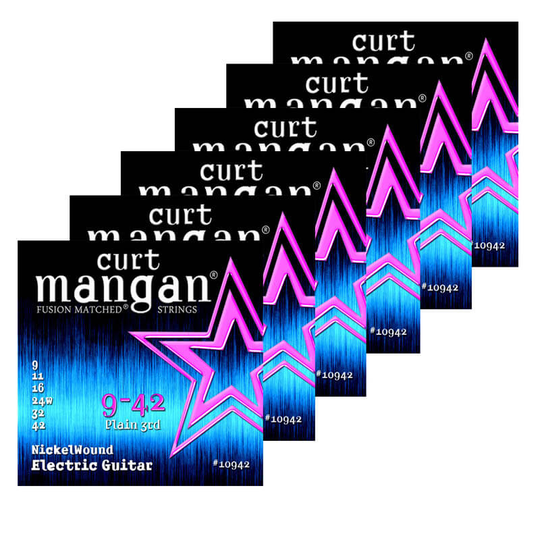 Curt Mangan 10942 Nickel Wound el-gitarr-strängar 009-042, 6-pack