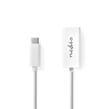 Nedis USB-nätverkskort | USB 3.2 Gen 1 | 1000 Mbps | USB-C- Hane | RJ45 Hona | 0.20 m | Rund | Nickelplaterad | Förtent Koppar | Vit | Kuvert