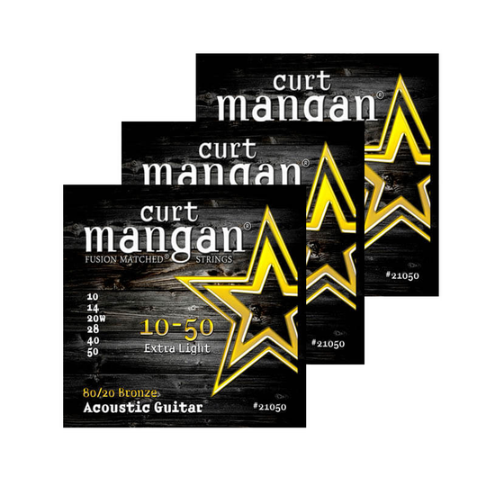 Curt Mangan 21050 80/20 Bronze western-gitarrsträngar 010-050, 3-pack