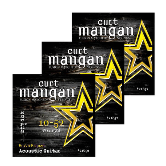 Curt Mangan 21052 80/20 Bronze western-gitarr strängar 010-052, 3 Pack