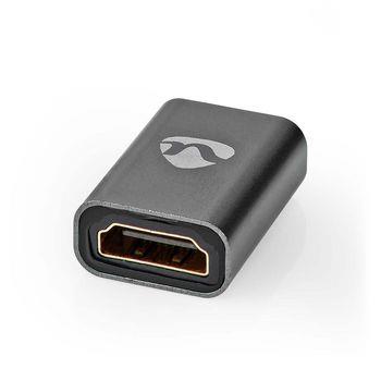 Nedis HDMI- Adapter | HDMI- Hona / HDMI- ingång | HDMI- Hona / HDMI- Utgång | Guldplaterad | Rak | Aluminium | Grått Med Metall | 1 st. | Kartong med täckt fönster