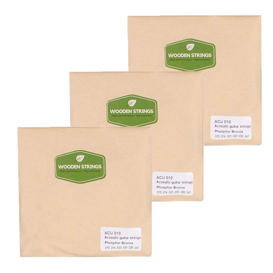 Wooden strings ACU010 western-gitarr-strängar, 010-048, 3 Pack