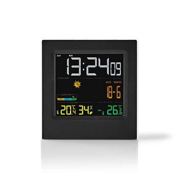 Nedis Väderstation | Inomhus & utomhus | Inklusive trådlös vädersensor | Väderprognos | Tidsdisplay | LED Display | Alarmklockfunktion