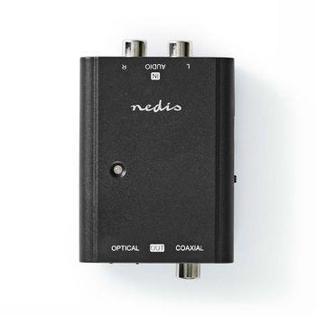 Nedis Digital Audio Omvandlare | Envägs | Anslutningsingång: 2x RCA Hona | Anslutningsutgång: 1x S/PDIF (RCA) Hona / 1x TosLink Hona | Instruktionsbok | Svart
