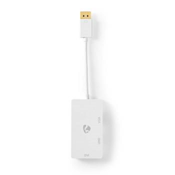 Nedis Displayport-adapter | DisplayPort Hane | DVI-D 24+1-Pin Hona / HDMI- Hona / VGA hona 15p | 4K@60Hz | Guldplaterad | Omkopplingsbar | 0.20 m | Rund | ABS | ABS | Vit | Låda