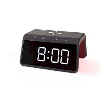 Nedis Trådlös laddare för Väckarklocka | Qi certifierad | 5 / 7.5 / 10 / 15 W | USB A-Hane | Nattlampa | 2 Larmtider | Snooze-funktion