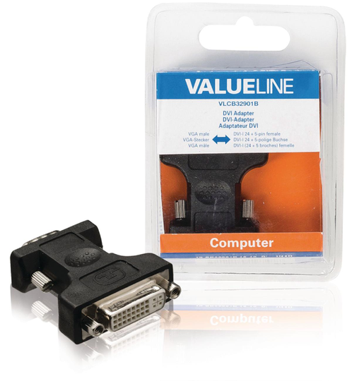 Valueline VGA-Adapter VGA hane - DVI-I 24+5p hona Svart
