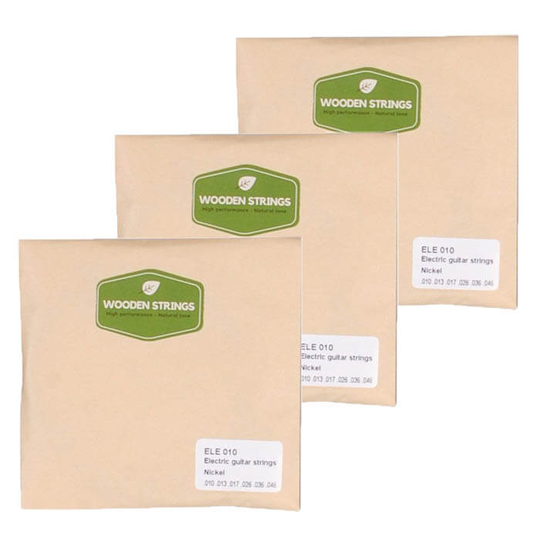 Wooden strings ELE010 el-gitarr strängar, 010-046, 3 Pack