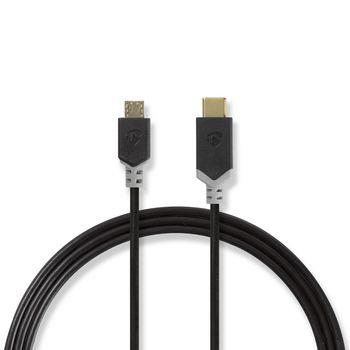 Nedis USB-kabel | USB 2.0 | USB-C- Hane | USB Micro-B Hane | 60 W | 480 Mbps | Guldplaterad | 1.00 m | Rund | PVC | Antracit | Plastpåse