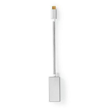 Nedis USB-C- Adapter | USB 3.2 Gen 1 | USB-C- Hane | DisplayPort Hona | 0.20 m | Rund | Guldplaterad | Flätad / Nylon | Silver | Kartong med täckt fönster