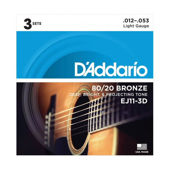 D'Addario EJ11-3D western-gitarr-strängar, 012-053 (3 set)