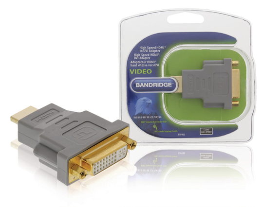 Bandridge High Speed HDMI-Adapter HDMI Kontakt - DVI-D 24+1p hona Grå