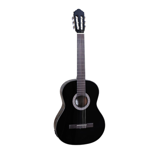 Santana B8 BK EQ LEFT v2 spansk-gitarr, vänsterhänt black