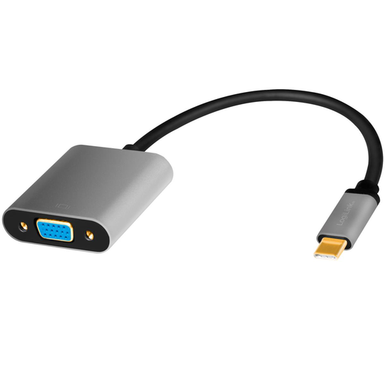 LogiLink: USB-C -> VGA-adapter VGA,1080p Aluminium 15cm