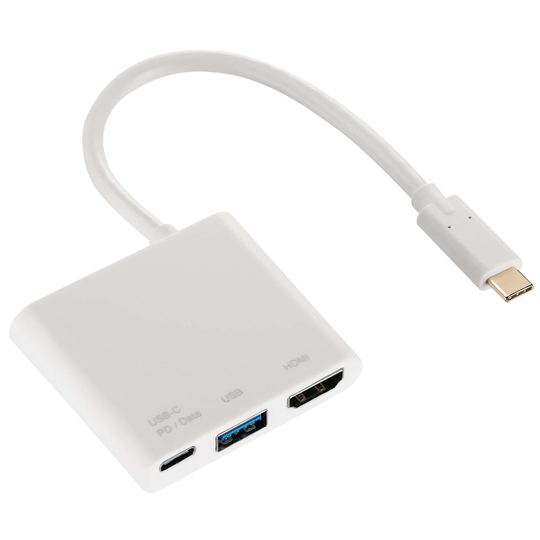 HAMA Adapter Multiport-USB-C HDMI USB-A USB-C Guld Vit