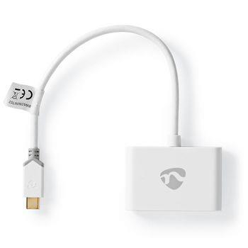 Nedis USB Multi-Port Adapter | USB 3.1 Gen1 | USB-C- Hane | 2x USB-A | 1000 Mbps | 0.20 m | Rund | Guldplaterad | PVC | Vit | Plastpåse