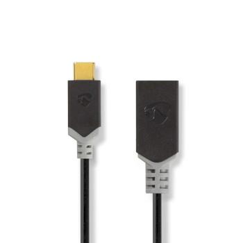 Nedis USB-C- Adapter | USB 3.2 Gen 1 | USB-C- Hane | USB-A Hona | 5 Gbps | 0.15 m | Rund | Nickelplaterad | PVC | Antracit | Låda