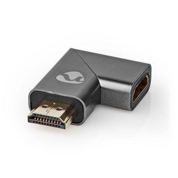 Nedis HDMI- Adapter | HDMI- Hane / HDMI- Kontakt | HDMI- Hona / HDMI- Utgång | Guldplaterad | Vinklat höger | Aluminium | Grått Med Metall | 1 st. | Kartong med täckt fönster