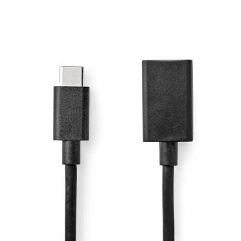 Nedis USB-C- Adapter | USB 3.2 Gen 1 | USB-C- Hane | USB-A Hona | 5 Gbps | 0.15 m | Rund | Nickelplaterad | PVC | Svart | Kuvert
