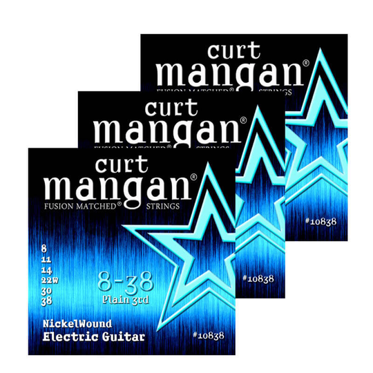 Curt Mangan 10838 Nickel Wound el-gitarrsträngar 008-038, 3-Pack