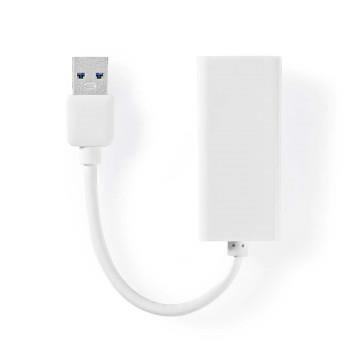 Nedis USB-A Adapter | USB 3.2 Gen 1 | USB-A Hane | RJ45 Hona | 1 Gbps | 0.20 m | Rund | Guldplaterad / Nickelplaterad | PVC | Vit | Plastpåse