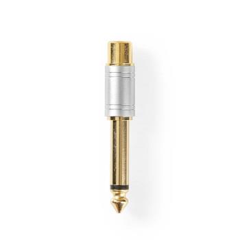 Nedis Mono Audio Adapter | 6.35 mm Hane | RCA Hona | Guldplaterad | Rak | Metall | Silver | 1 st. | Låda