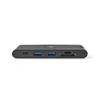 Nedis USB Dockningsstation | USB 3.2 Gen 1 | USB-C- Hane | HDMI- Hona / Micro SD / RJ45 Hona / SD / VGA hona 15p / 2x USB-A / 2x USB-C- | Nickelplaterad | Svart | Window Box med Euro Lock