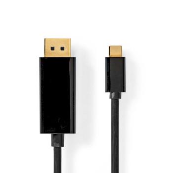 Nedis USB-C- Adapter | USB 3.2 Gen 1 | USB-C- Hane | DisplayPort Hane | 4K@60Hz | 2.00 m | Rund | Guldplaterad | PVC | Svart | Kuvert