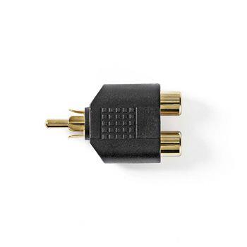 Nedis subwoofer Adapter | RCA Hane | 2x RCA Hona | Guldplaterad | Rak | ABS | Svart | 10 st. | Plastpåse