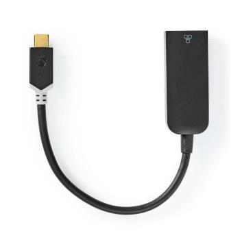 Nedis USB-nätverkskort | USB 3.2 Gen 1 | 1000 Mbps | USB-C- Hane | RJ45 Hona | 0.20 m | Rund | Guldplaterad | Förtent Koppar | Antracit | Låda