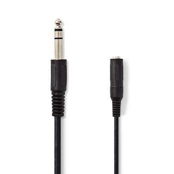 Nedis Stereoljudkabel | 6.35 mm Hane | 6.35 mm Hona | Nickelplaterad | 5.00 m | Rund | Svart
