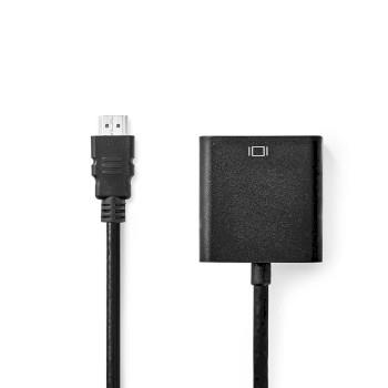 Nedis HDMI- kabel | HDMI- Kontakt | VGA hona 15p / 3.5 mm Hona | 1080p | Nickelplaterad | 0.20 m | Rak | PVC | Svart | Låda