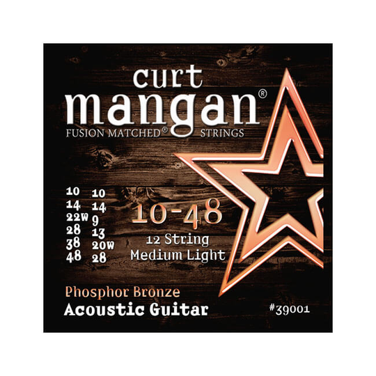 Curt Mangan 39001 Phosphor Bronze 12-strängad western-gitarrsträngar 010-048