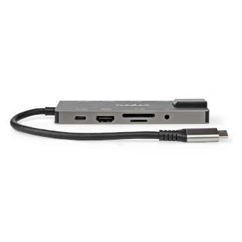 Nedis USB Dockningsstation | USB 3.2 Gen 1 | USB-C- Hane | HDMI- Utgång / RJ45 Hona / SD / 2x USB-C- / 3.5 mm Hona / 3x USB-A Hona | 5 Gbps | 0.20 m | Rund | Guldplaterad | PVC | Antracit | Låda