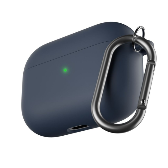 PodSkinz HyBridShell Series Keychain Case - Premium hard shell triple layer case for your Airpods Pro (Color: Midnight BlueBlue)