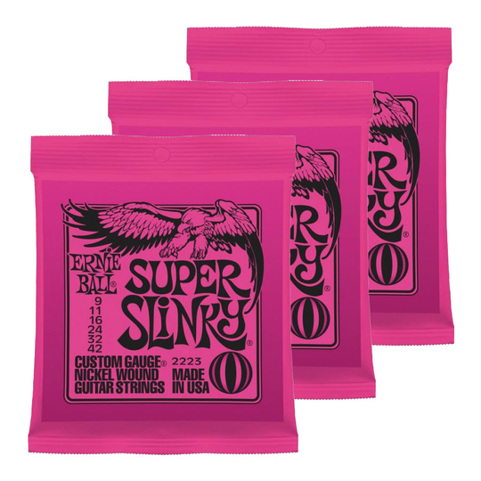 Ernie Ball 2223 Super Slinky el-gitarr-strängar 009-042, 3-pack