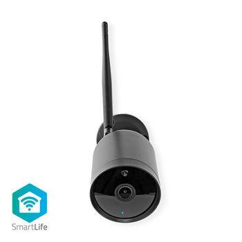 Nedis SmartLife Utomhus Kamera | Wi-Fi | Full HD 1080p | IP65 | microSD (ingår inte) / Molnlagring (tillval) | 12 V DC | Med rörelsesensor | Nattsikt | Android- / IOS | Svart
