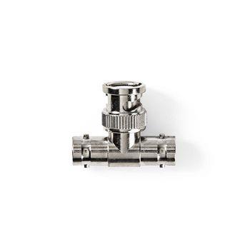 Nedis BNC Adapter | BNC Hane | 2x BNC Hona | Nickelplaterad | 50 Ohm | T-Splitter | Metall | Silver | 10 st. | Plastpåse