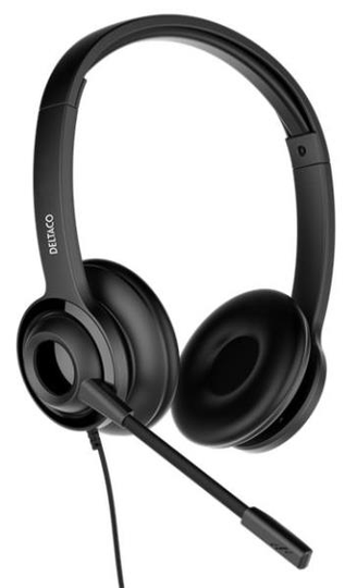 Headset Office USB stereo 1,9m kabel, Svart/silver