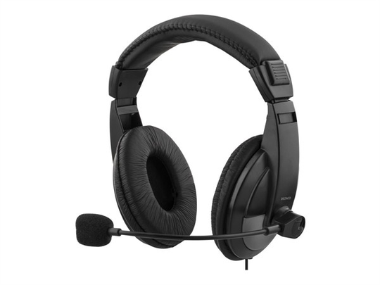 Deltaco USB-headset med mikrofon o volymkontroll 2m kabel, svart