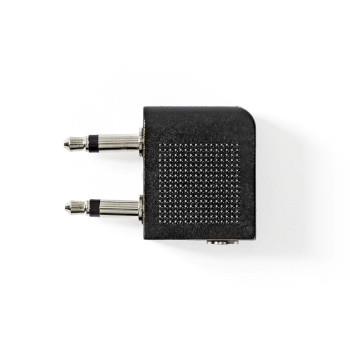 Nedis Stereo Audio Adapter | 2x 3,5 mm Hane | 2x 3.5 mm, Hona | Nickelplaterad | Vinklat 90° | Metall | Svart | 1 st. | Låda