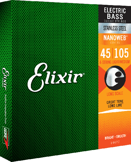 Elixir Nanoweb bassträngar i rostfritt stål (Medium / 4c 45-105)