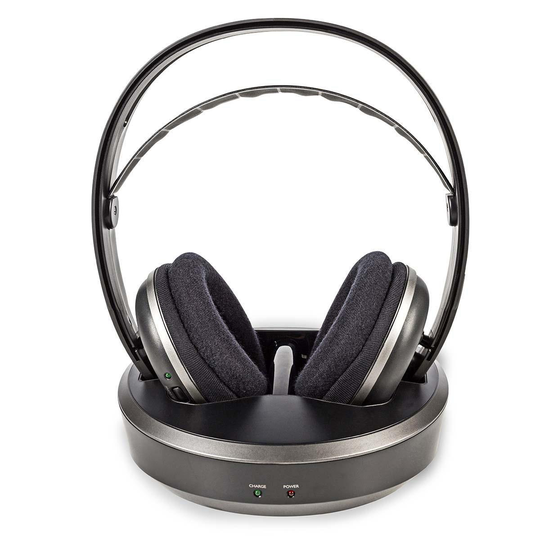 Nedis Trådlösa TV-hörlurar | RF | Over-Ear | Maximal batteritid: 11 hrs | 100 m | Digitalt ljud | Batteri docka | Silver / Svart